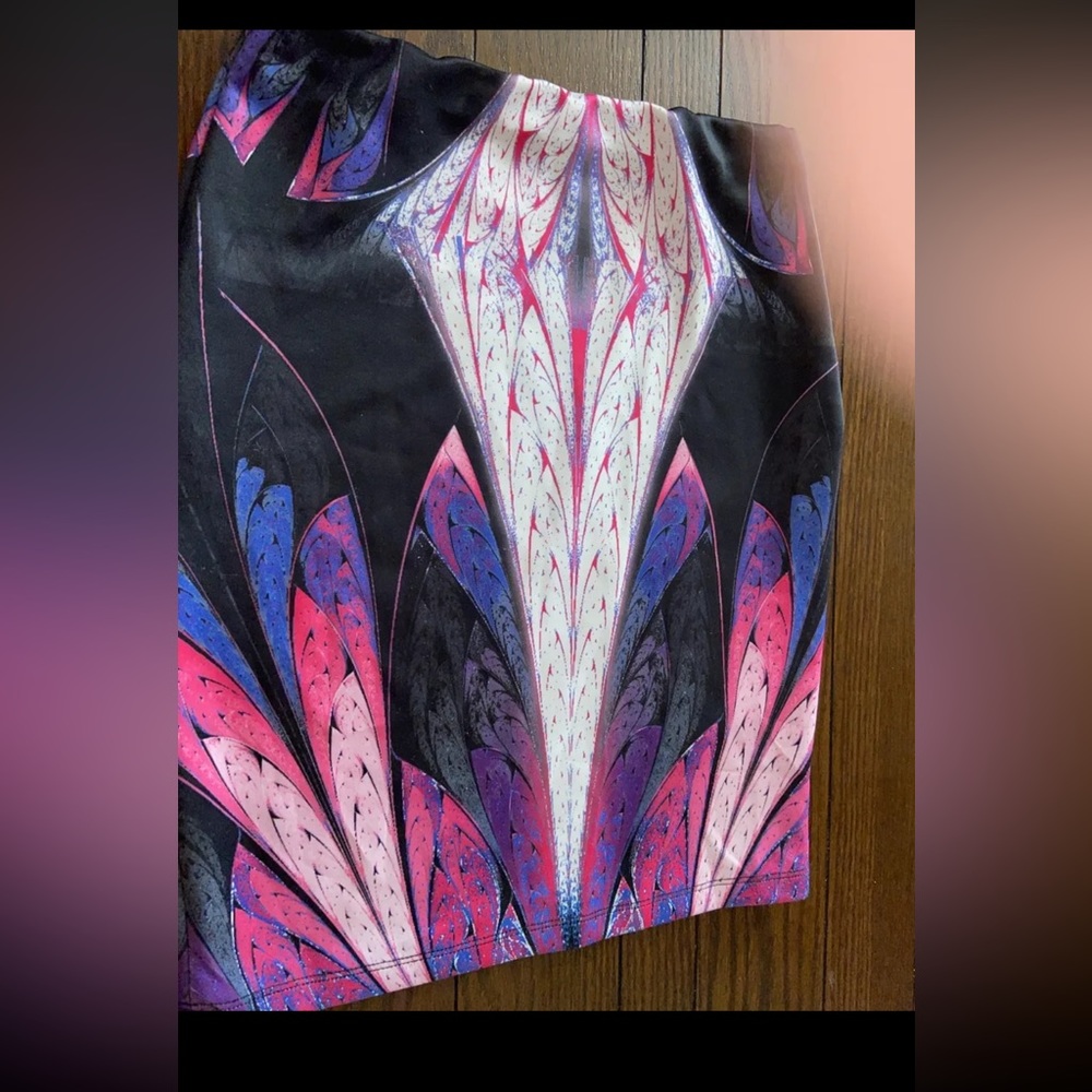 Flamingo Patterned  COUTURE PENCIL SKIRT Size Large